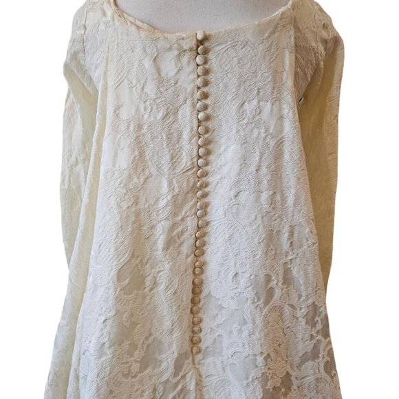 Vintage 50s 60s Womens Size 0 Ivory‎ Wedding Gown Longsleeve Attached Cape Train - Picture 8 of 16